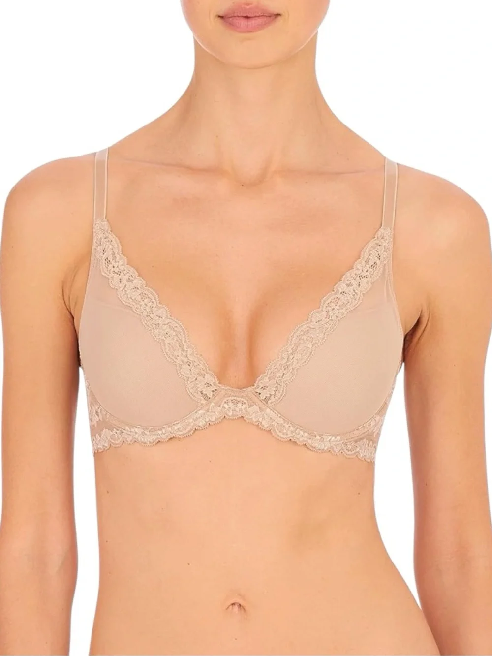 NWT Natori Women's Feathers Luxe Plunge T-Shirt Underwire Bra Sz 34D